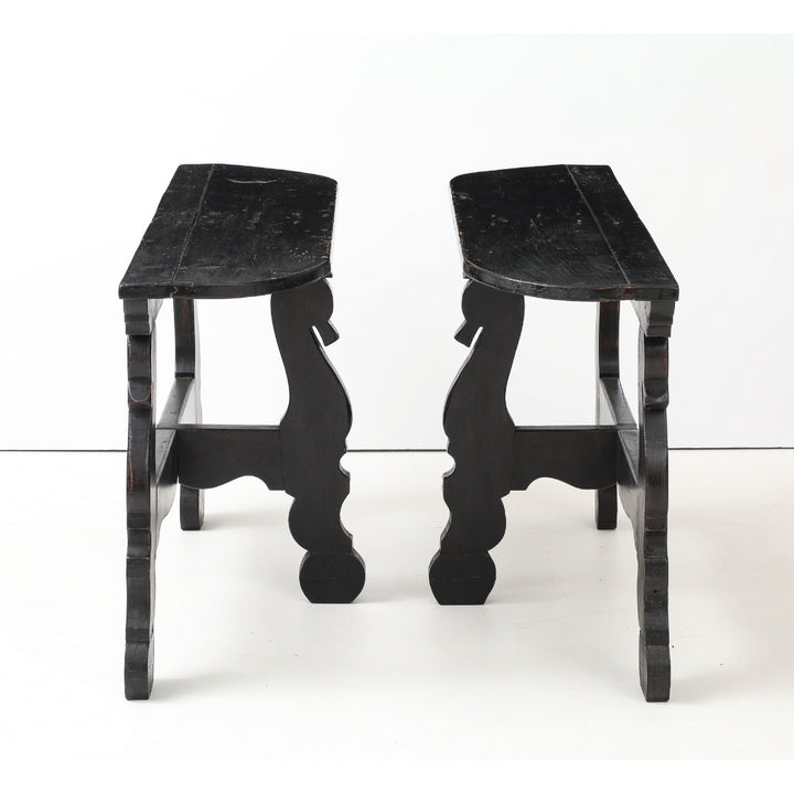 Pair of Antique French Ebony Consoles
