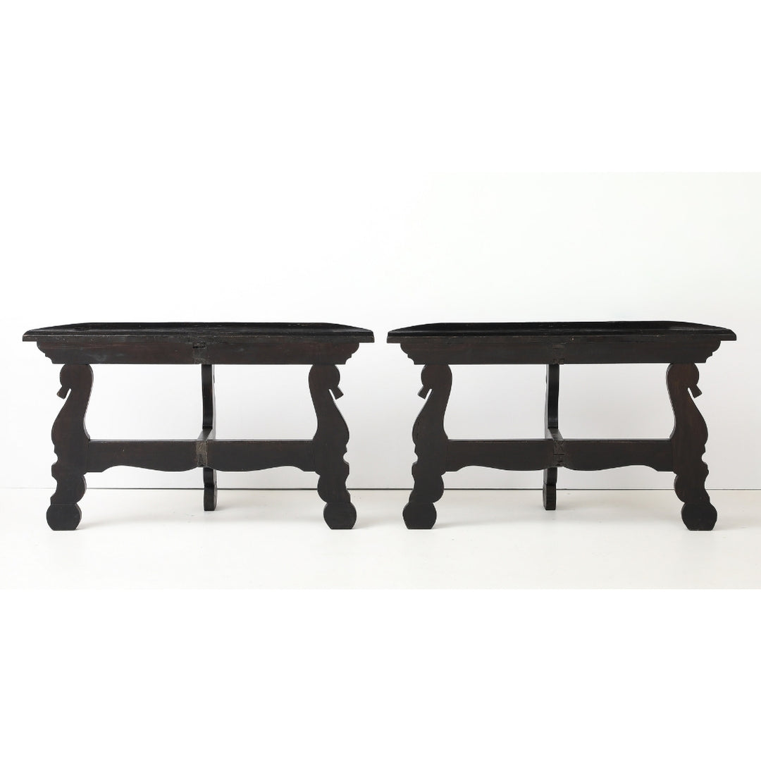Pair of Antique French Ebony Consoles