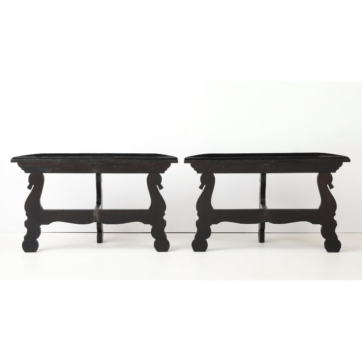 Pair of Antique French Ebony Consoles