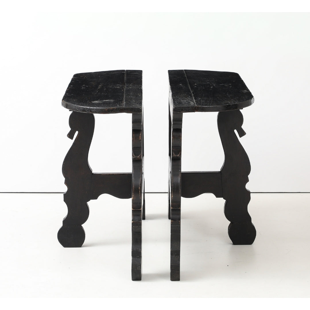 Pair of Antique French Ebony Consoles