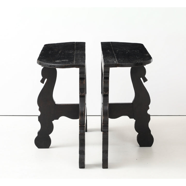 Pair of Antique French Ebony Consoles