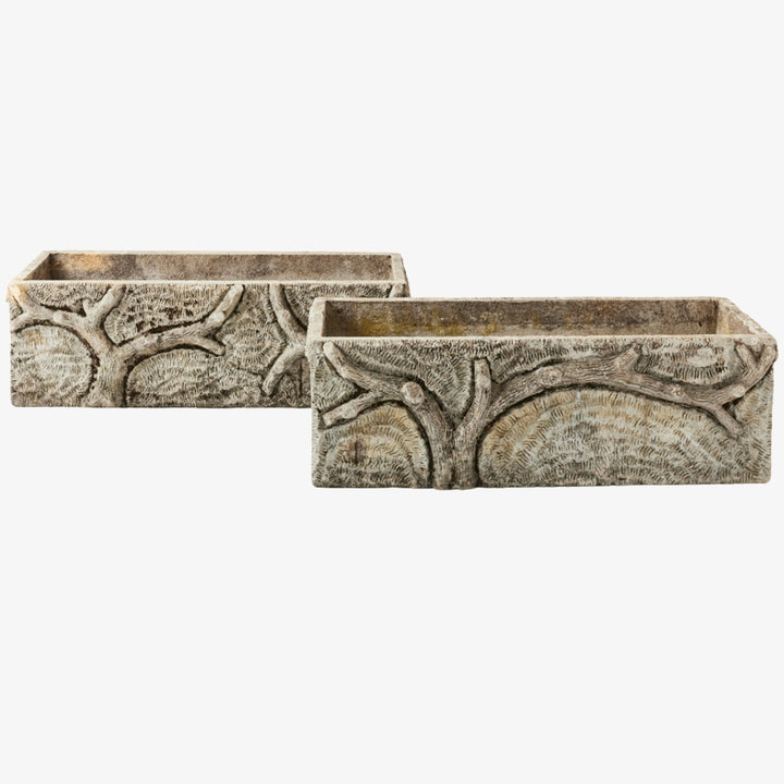 Pair of Large Antique French Faux Bois Planters