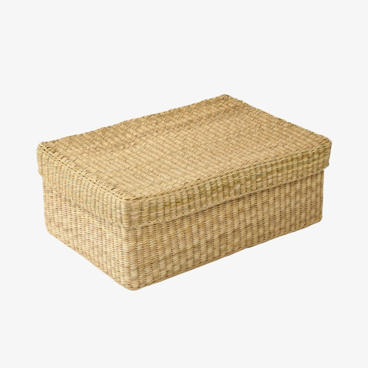 Rectangle Handwoven Lidded Storage Basket