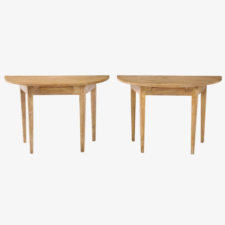 Pair of Antique Swedish Demilune Tables