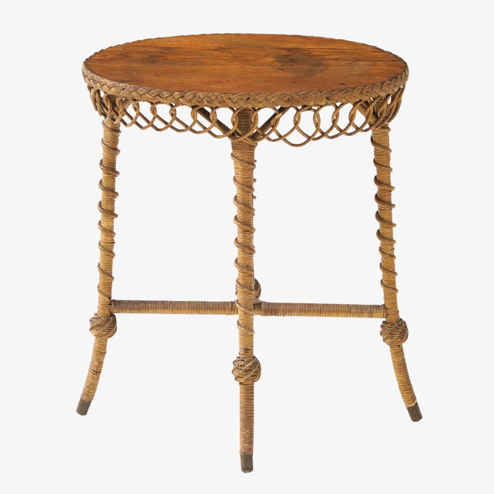 Vintage Oval Rattan Table