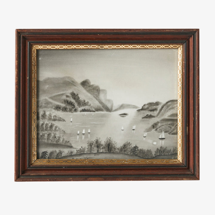 19th Century Sandpaper Drawing in Original Frame 3, Signed, Dated 1858