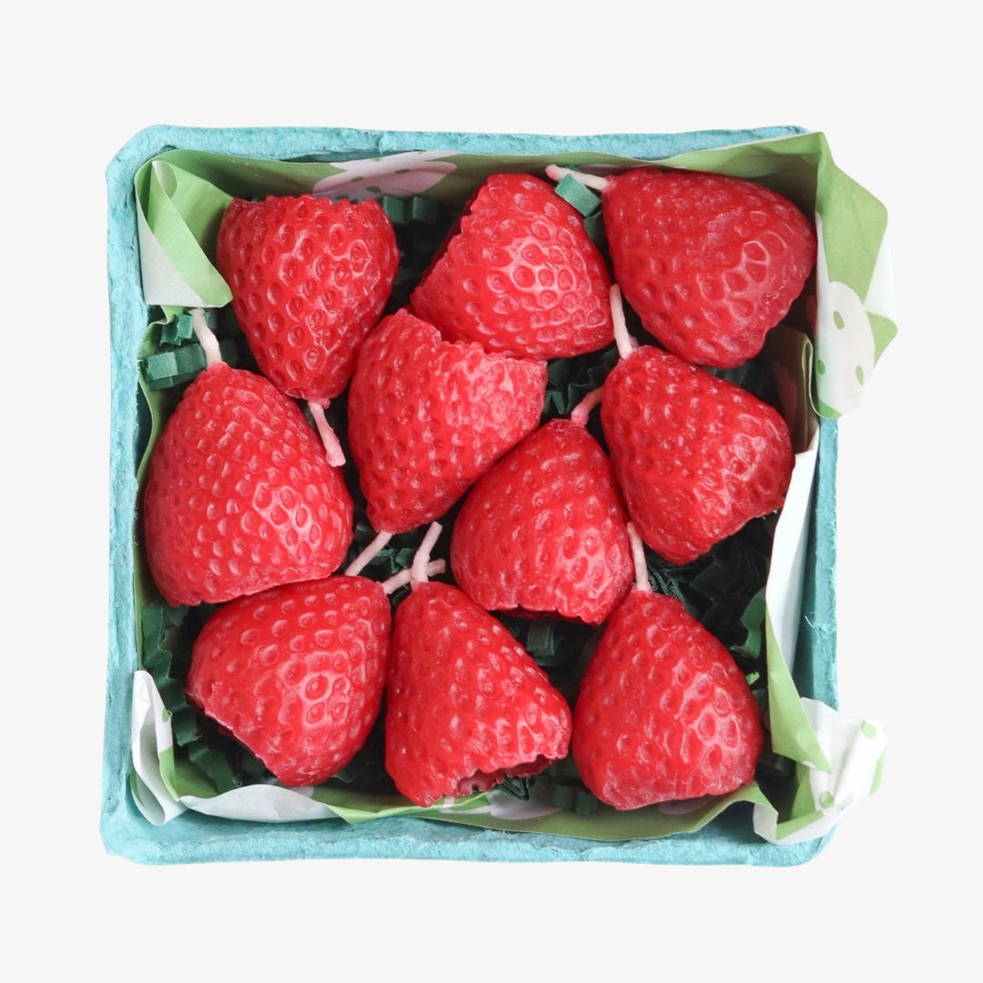 Strawberry Beeswax Birthday Candles