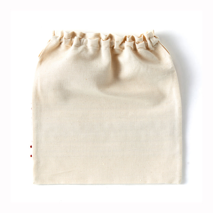 Handmade Portuguese Drawstring Bag, Burgundy on Natural