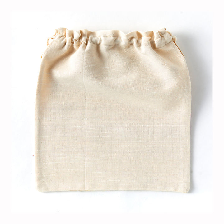Handmade Portuguese Drawstring Bag, Red on Natural