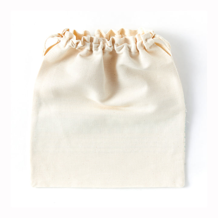 Handmade Portuguese Drawstring Bag, Green on Natural