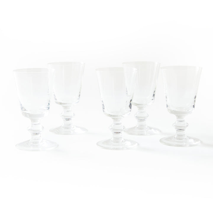 Set of 5 Vintage Crystal La Rochere Goblets