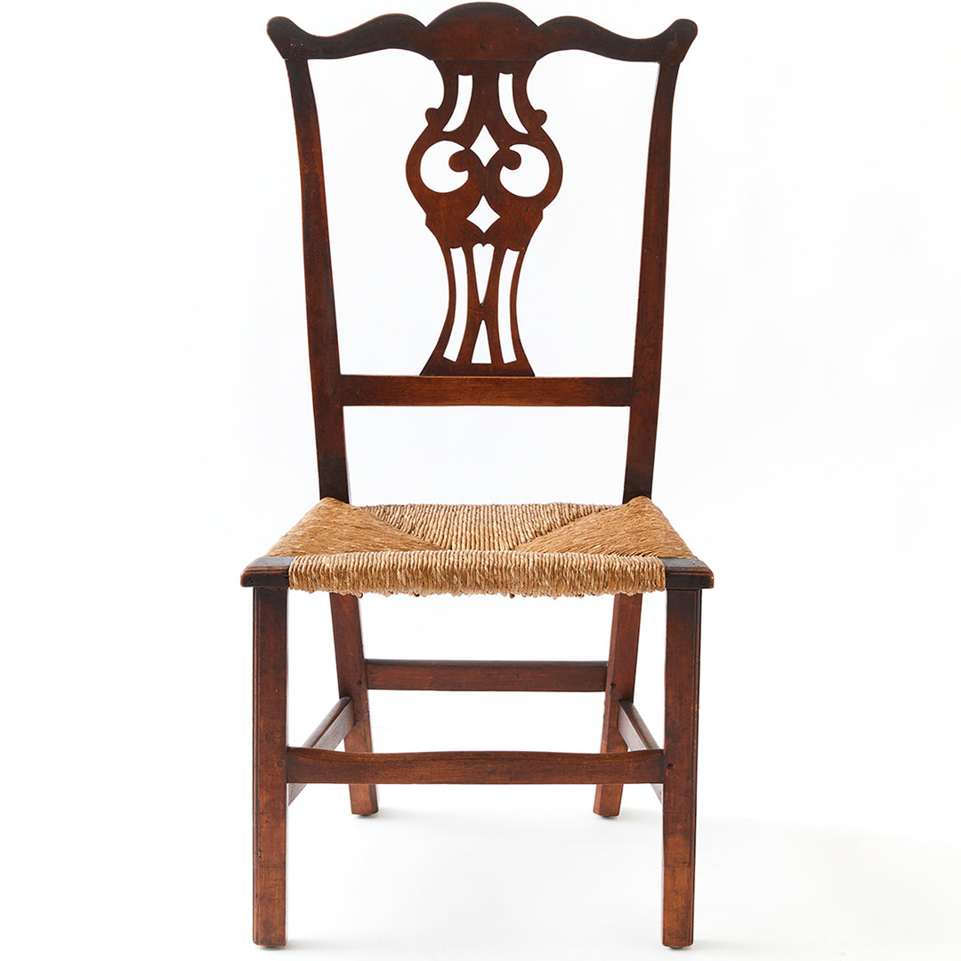 Antique Chippendale Side Chair with Rush Seat
