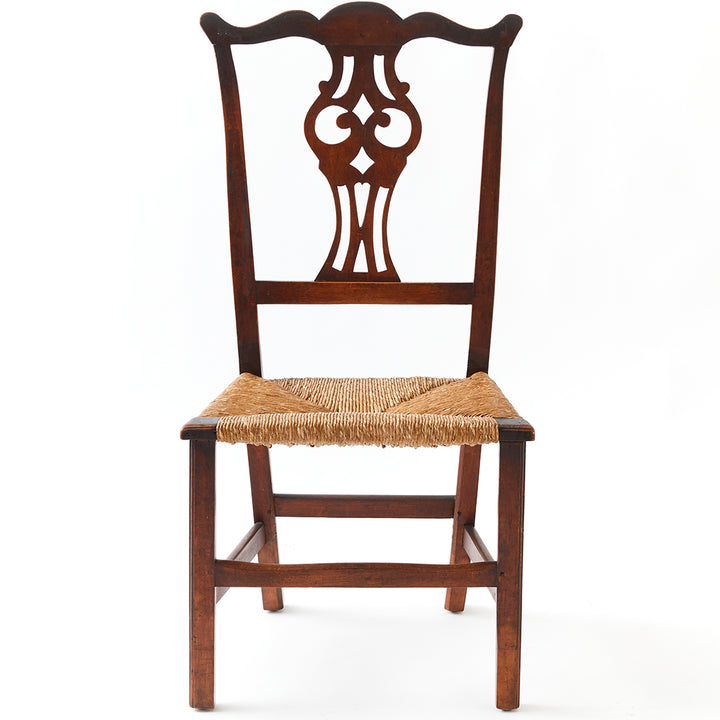 Antique Chippendale Side Chair with Rush Seat