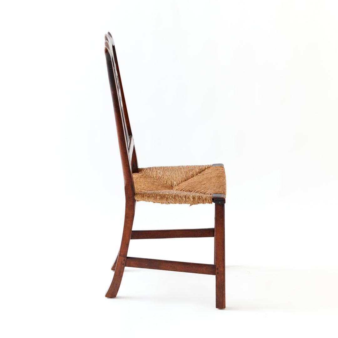 Antique Chippendale Side Chair with Rush Seat