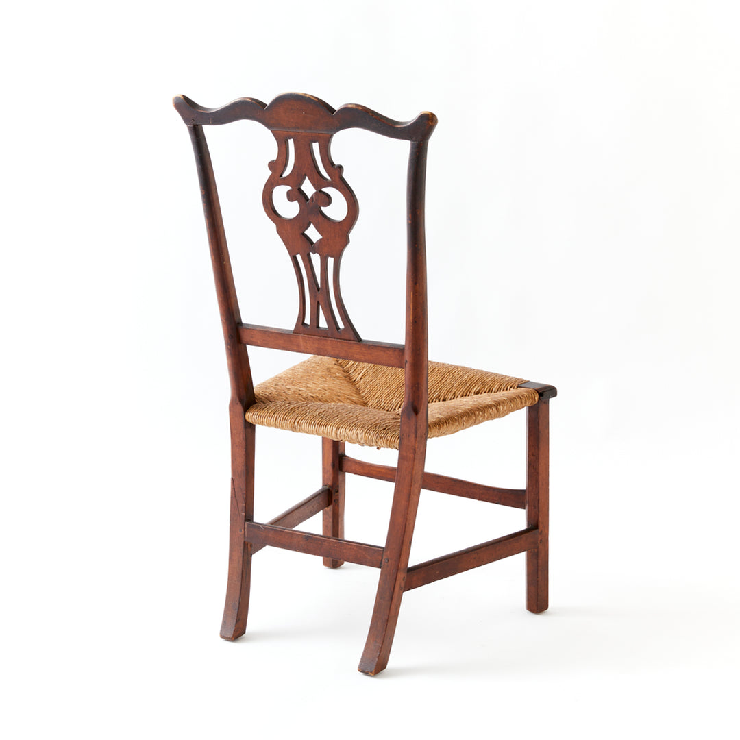 Antique Chippendale Side Chair with Rush Seat