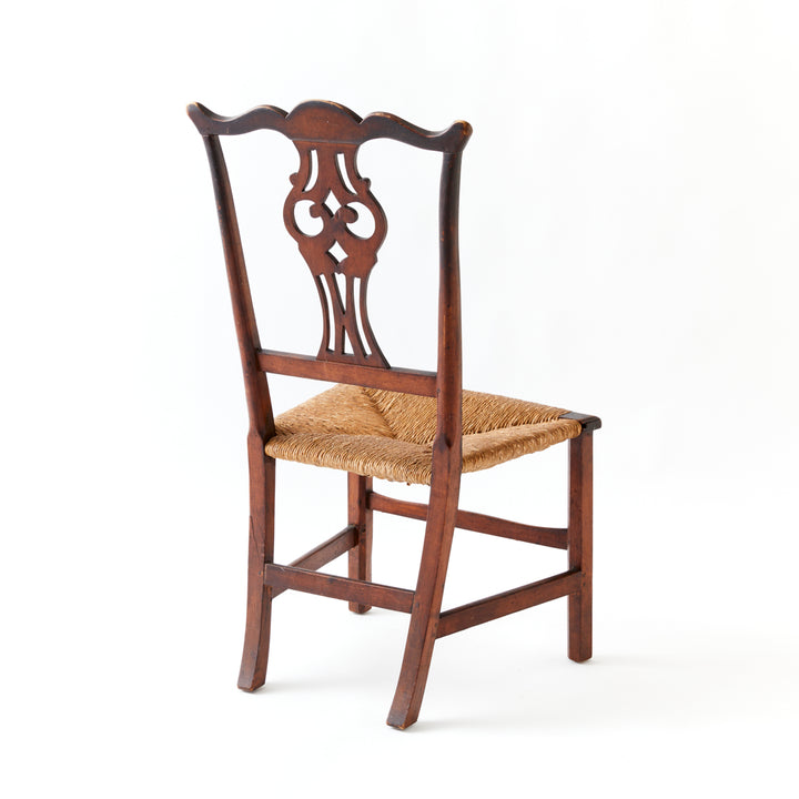 Antique Chippendale Side Chair with Rush Seat