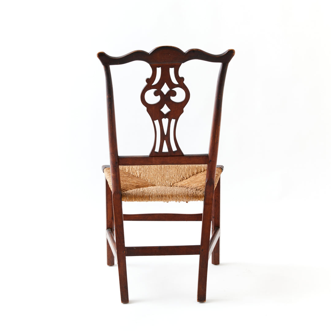 Antique Chippendale Side Chair with Rush Seat