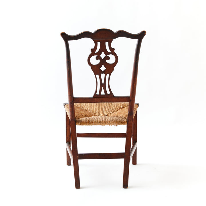 Antique Chippendale Side Chair with Rush Seat
