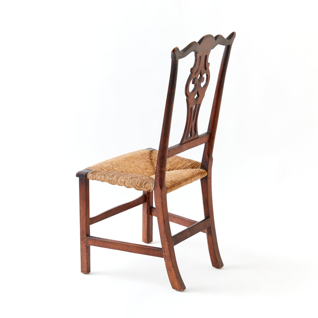 Antique Chippendale Side Chair with Rush Seat