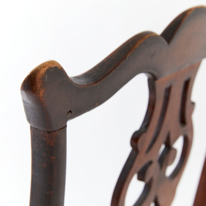 Antique Chippendale Side Chair with Rush Seat