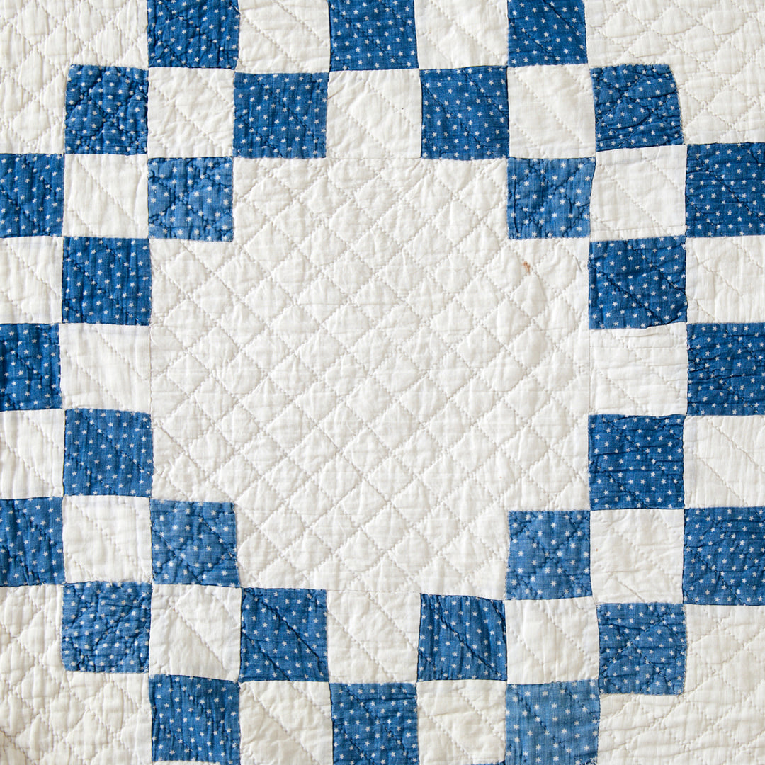 Antique Double Irish Chain with Stars Quilt