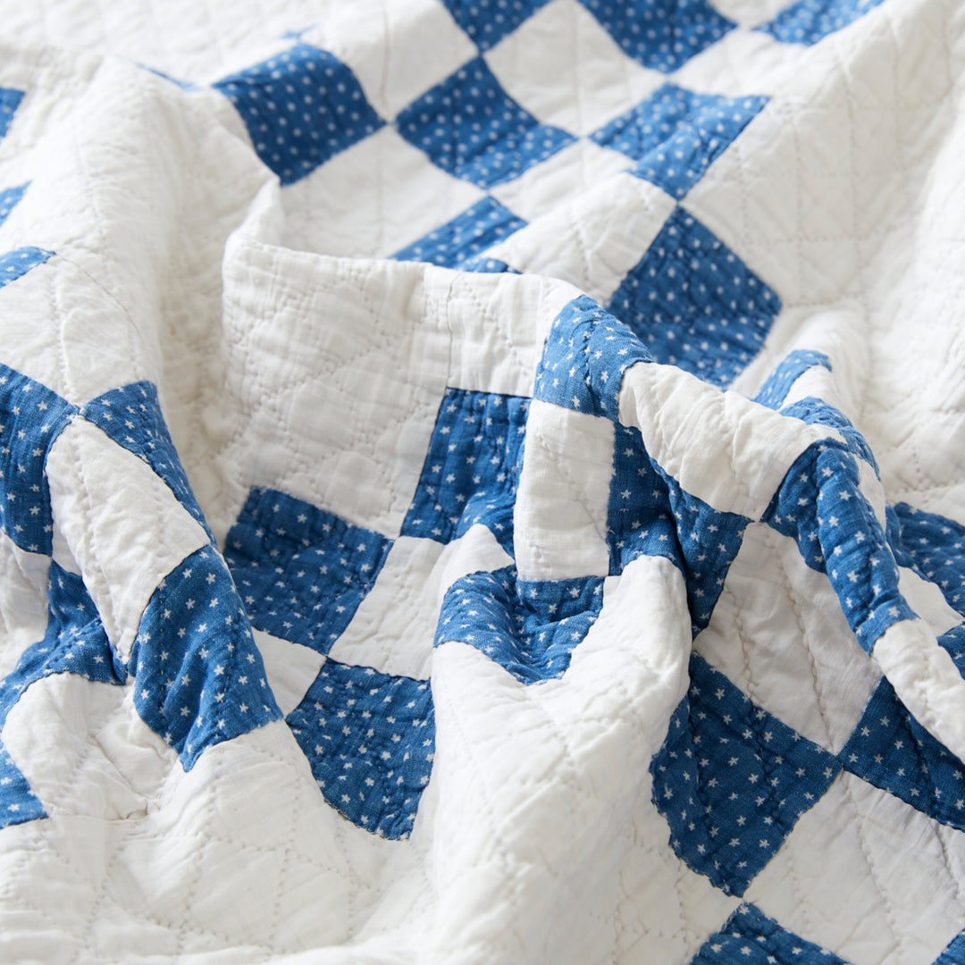 Antique Double Irish Chain with Stars Quilt