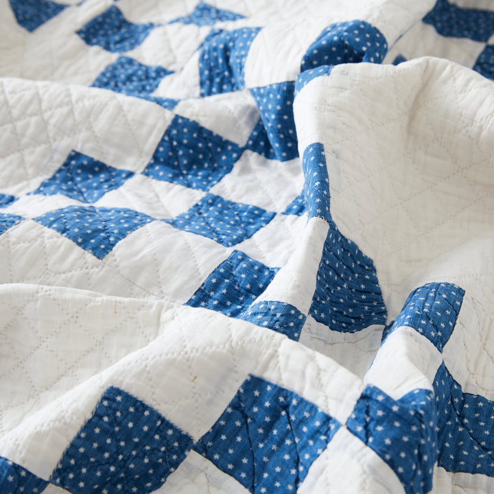 Antique Double Irish Chain with Stars Quilt