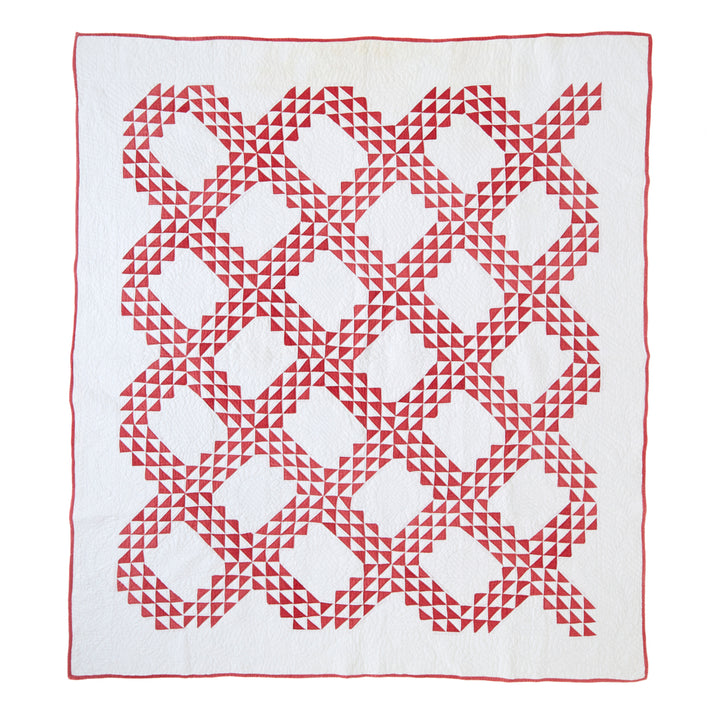 Antique Red and White Ocean Waves Quilt