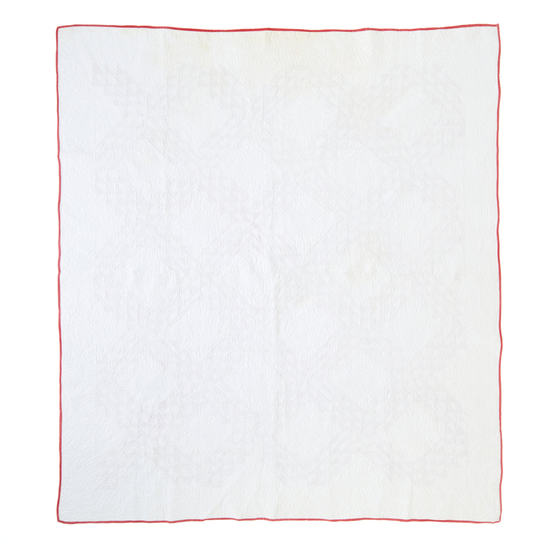 Antique Red and White Ocean Waves Quilt