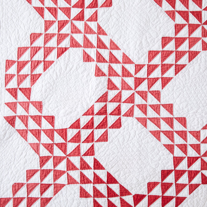 Antique Red and White Ocean Waves Quilt