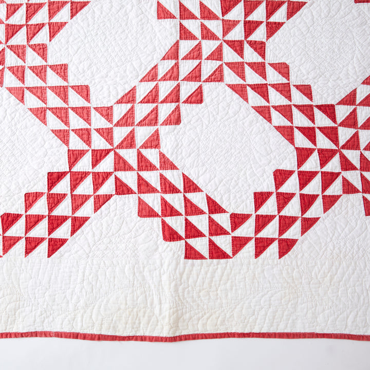 Antique Red and White Ocean Waves Quilt