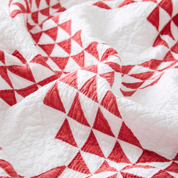 Antique Red and White Ocean Waves Quilt
