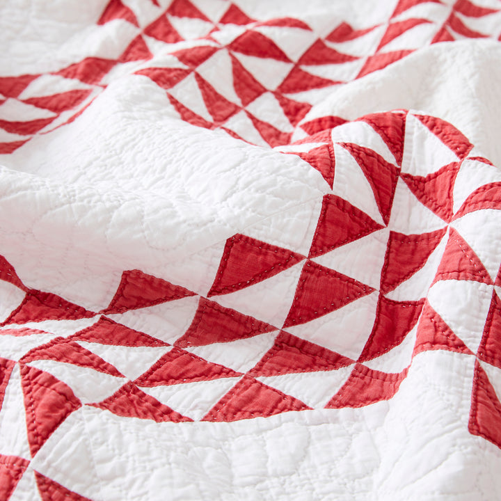 Antique Red and White Ocean Waves Quilt