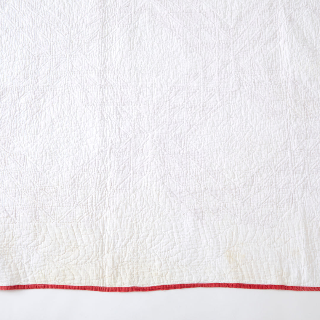 Antique Red and White Ocean Waves Quilt