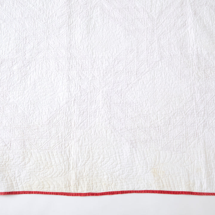 Antique Red and White Ocean Waves Quilt