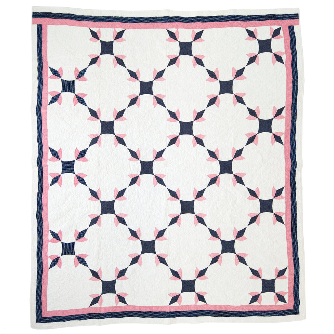 Vintage Indigo &amp; Pink Quilt