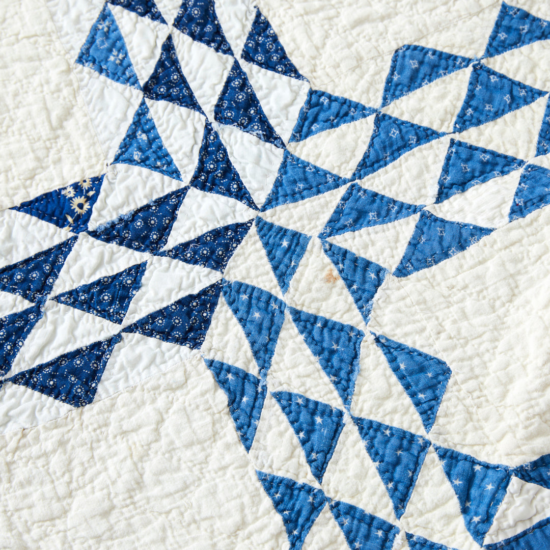 Antique Blue Ocean Waves Quilt, late 19th Century