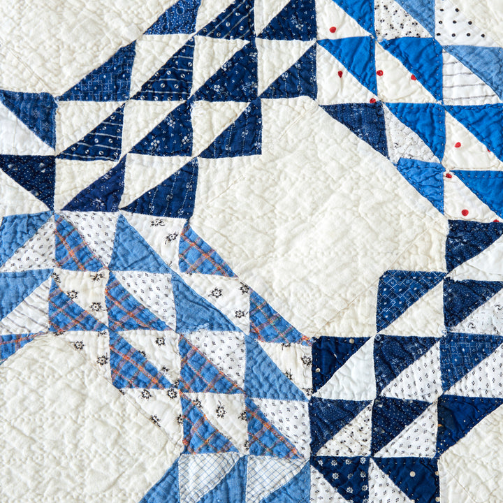 Antique Blue Ocean Waves Quilt, late 19th Century