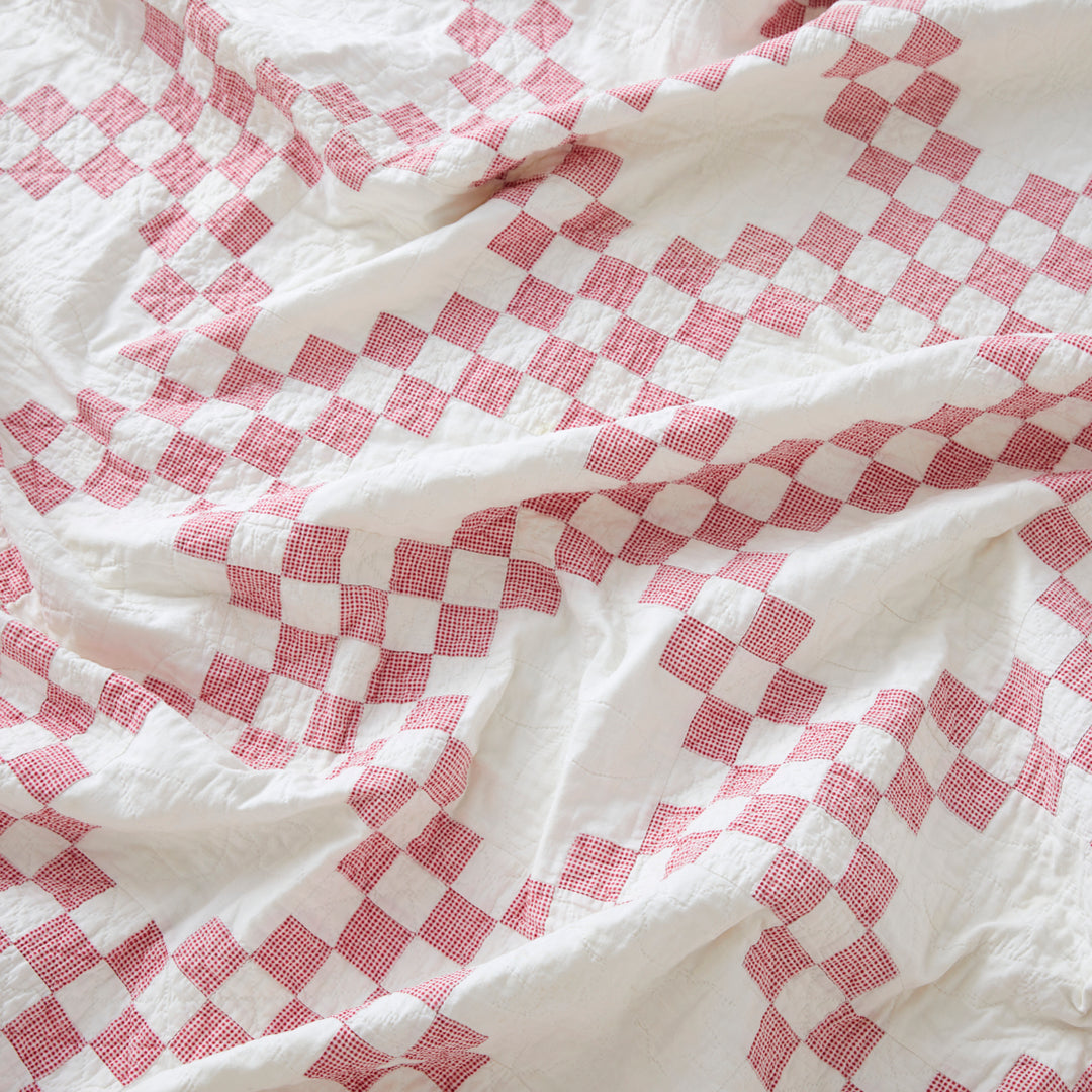 Vintage Gingham Double Irish Chain Quilt