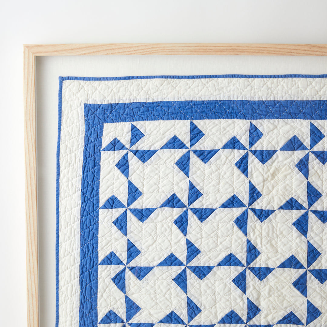 Framed Pinwheel Crib Quilt, circa 1930