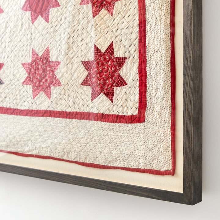 Framed Star Flower Variation Crib Quilt with Monogram, circa 1870-1880