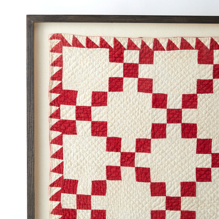 Framed Single Irish Chain Crib Quilt, circa 1910-1920