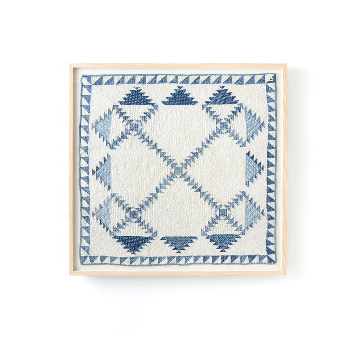 Framed Lost Ship Variation Crib Quilt, circa 1910
