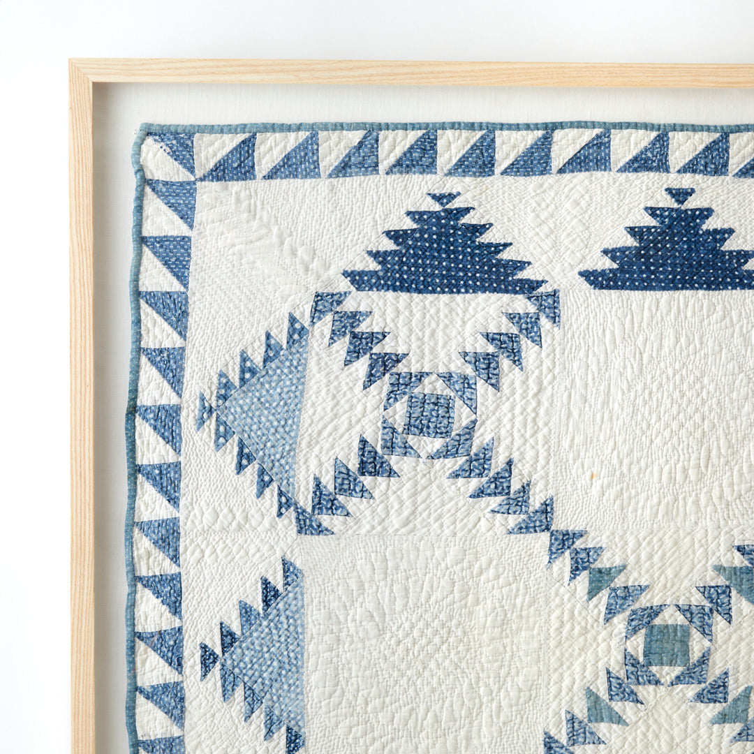 Framed Lost Ship Variation Crib Quilt, circa 1910
