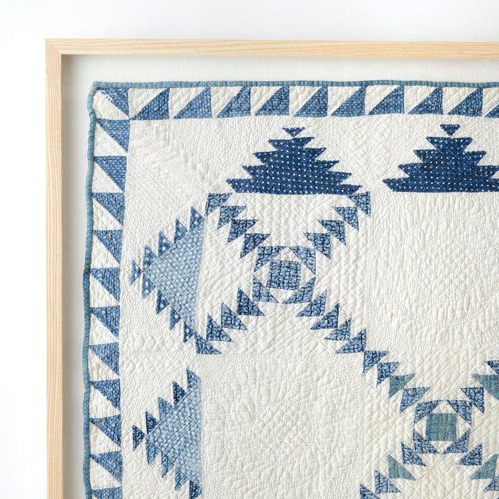 Framed Lost Ship Variation Crib Quilt, circa 1910