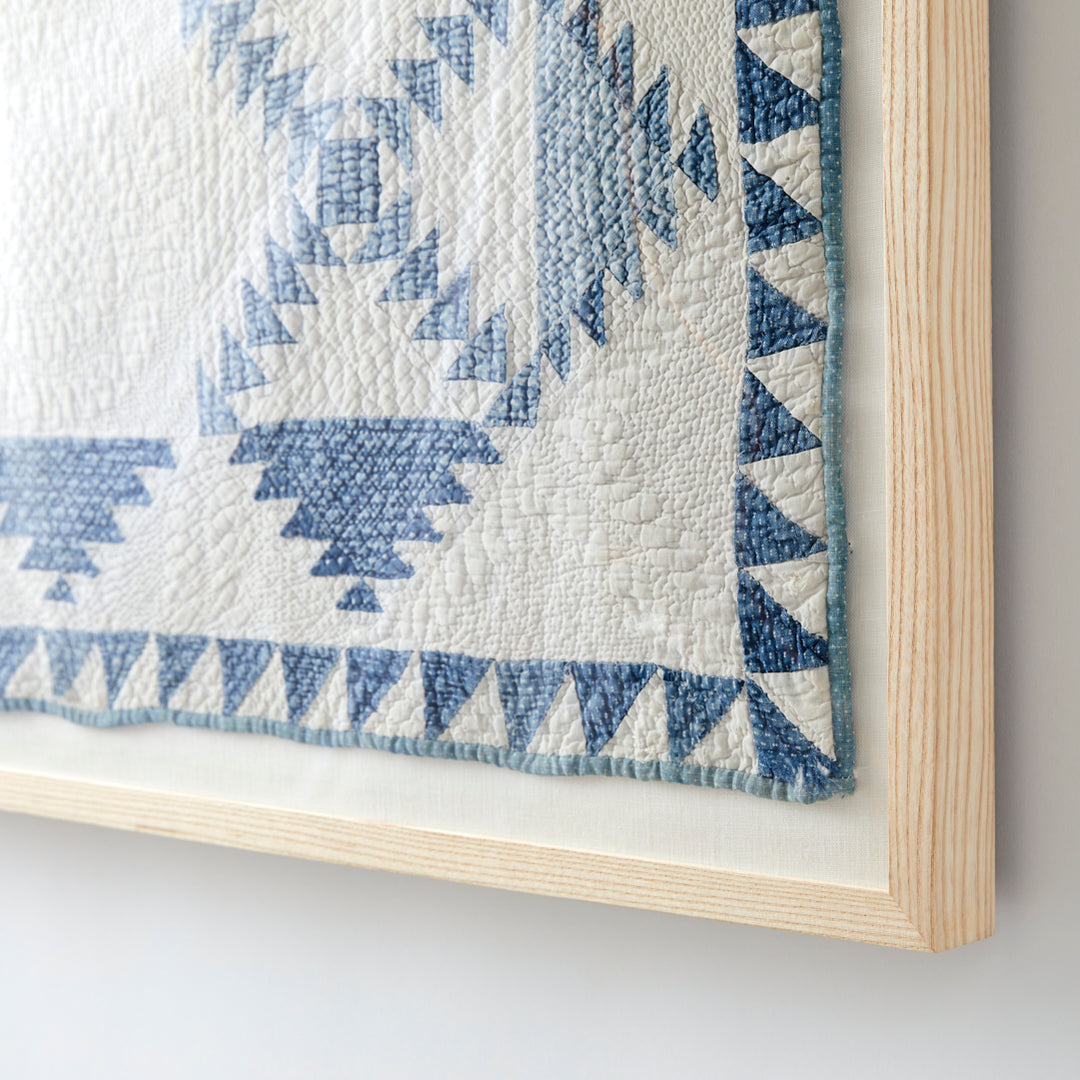 Framed Lost Ship Variation Crib Quilt, circa 1910