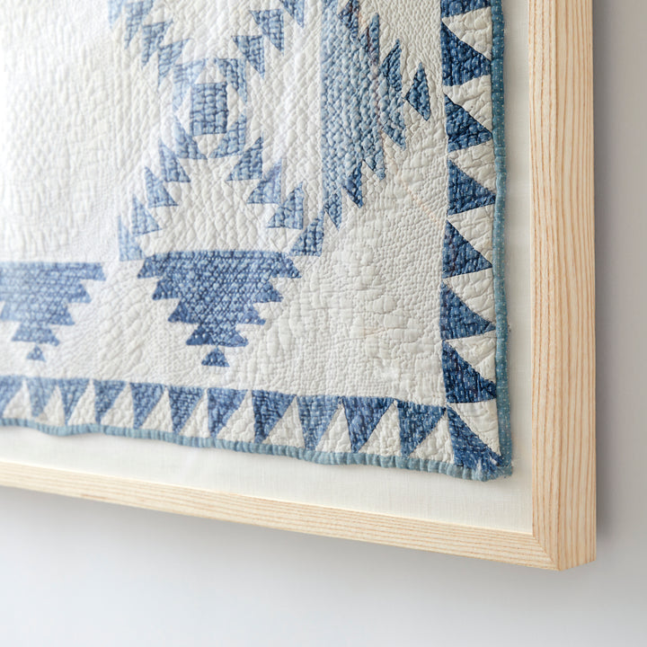 Framed Lost Ship Variation Crib Quilt, circa 1910