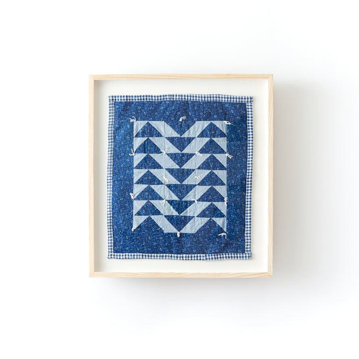 Framed Flying Geese Tied Doll Quilt, circa 1920