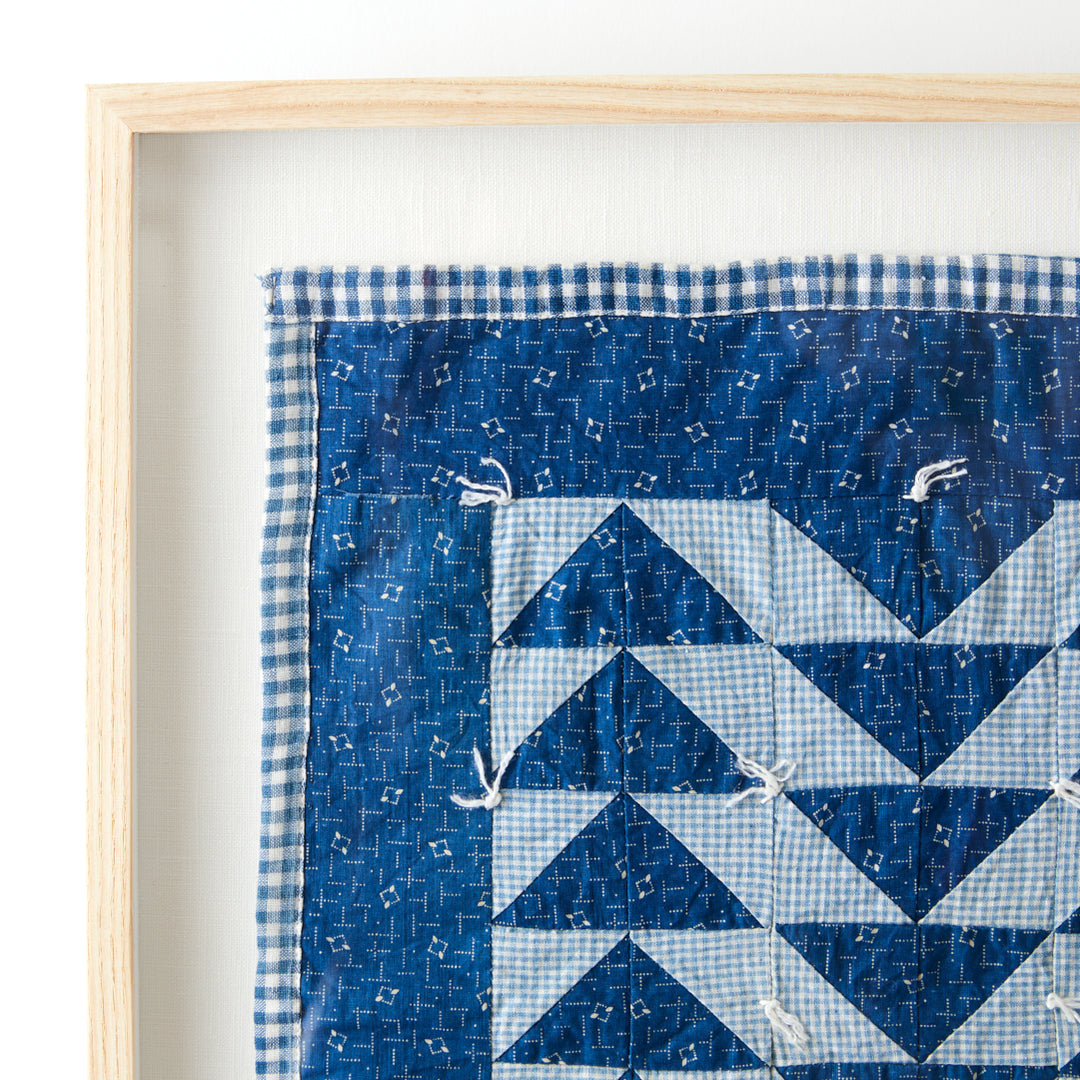 Framed Flying Geese Tied Doll Quilt, circa 1920