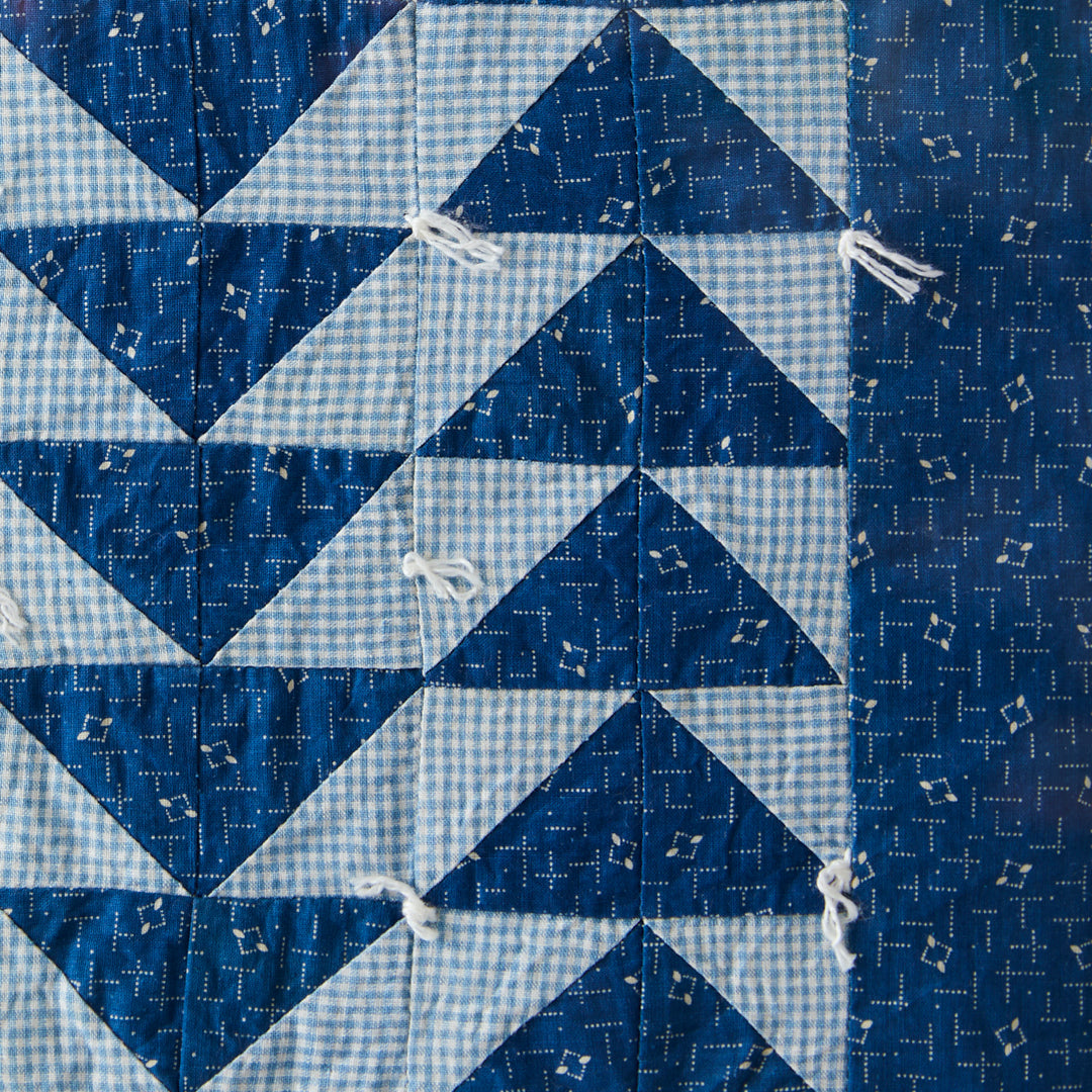 Framed Flying Geese Tied Doll Quilt, circa 1920